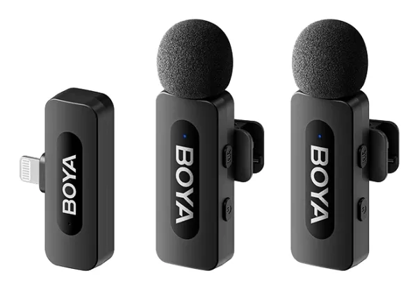 BOYA BY-V2.0 trådlös myggmikrofon 2TX+1RX, Lightning