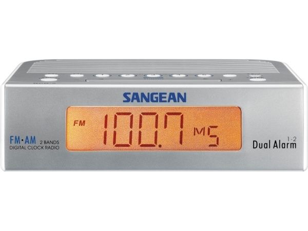Sangean RCR-5 Klockradio FM, AM AUX Silver, Vit