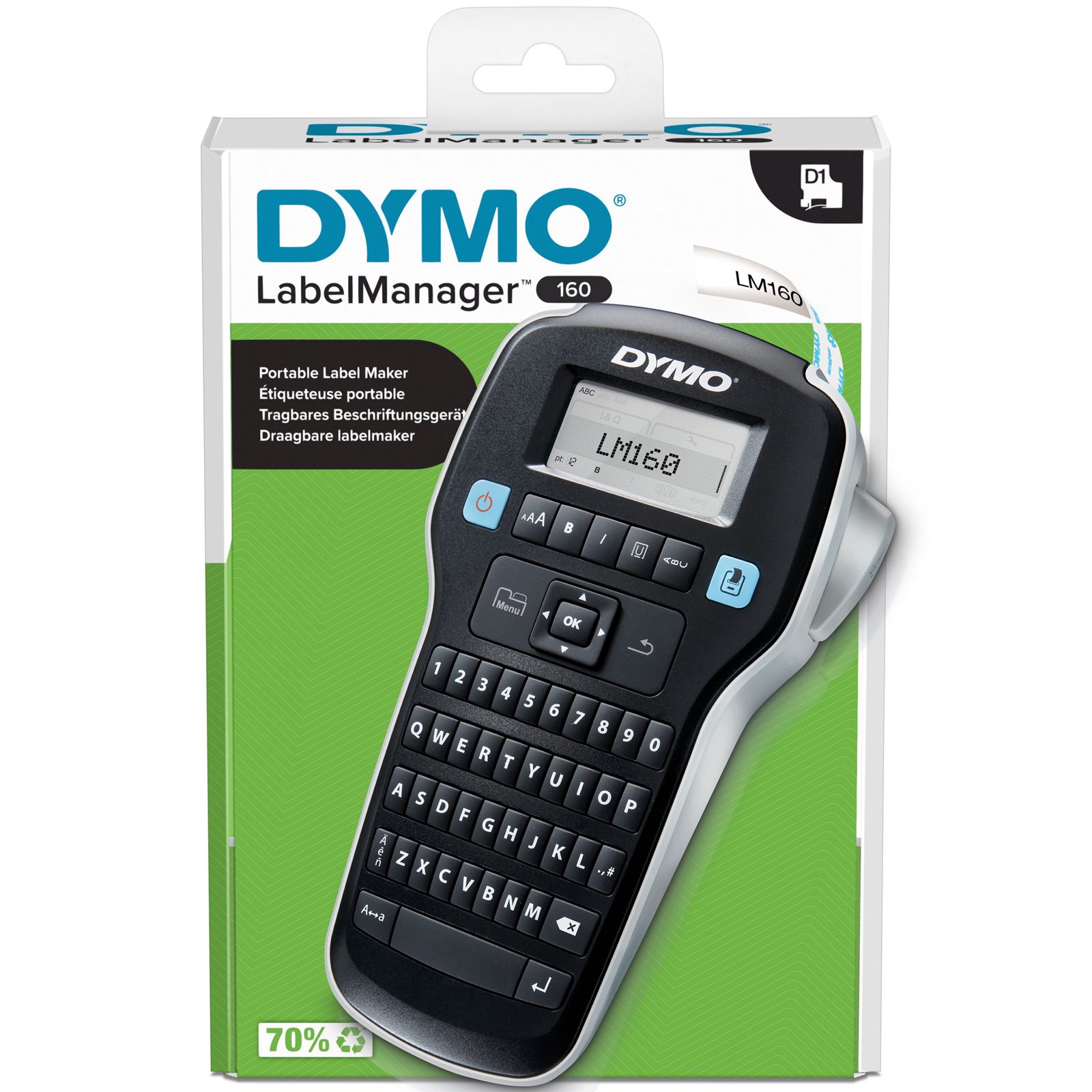 DYMO LabelMANAGER 160 etikettskrivare 12 mm D1-tejp, QWERTY