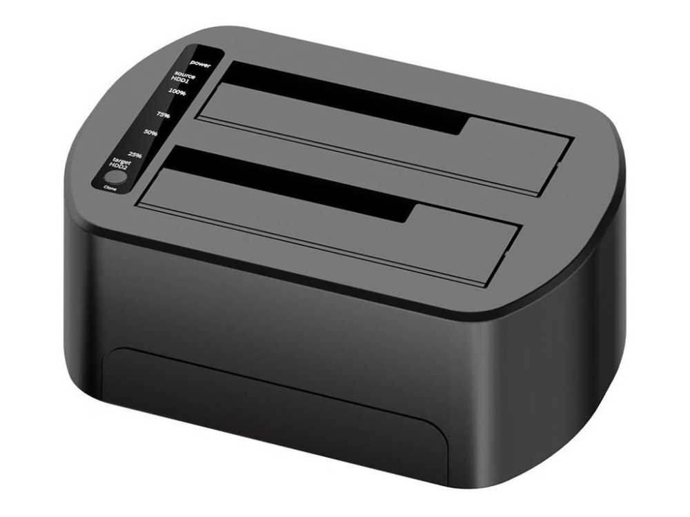 CoreParts - HDD / SSD dockningsstation - med RGB, klonfunktion - fack: 2 - 2,5 tum/3,5 tum delad - SATA 6Gb/s - USB - svart