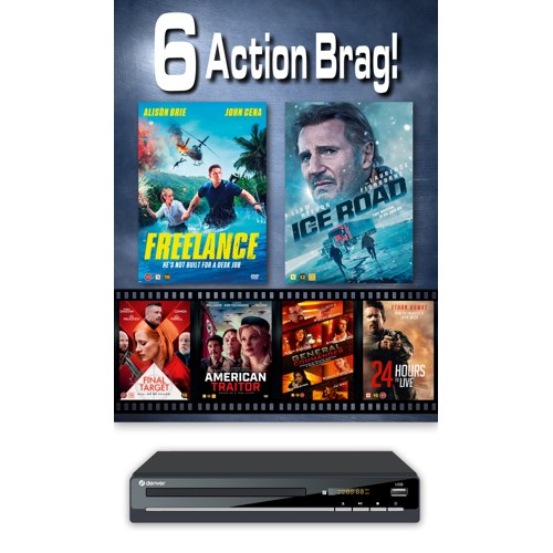 6 Action Movies & Denver DVD PLAYER - (DVD)