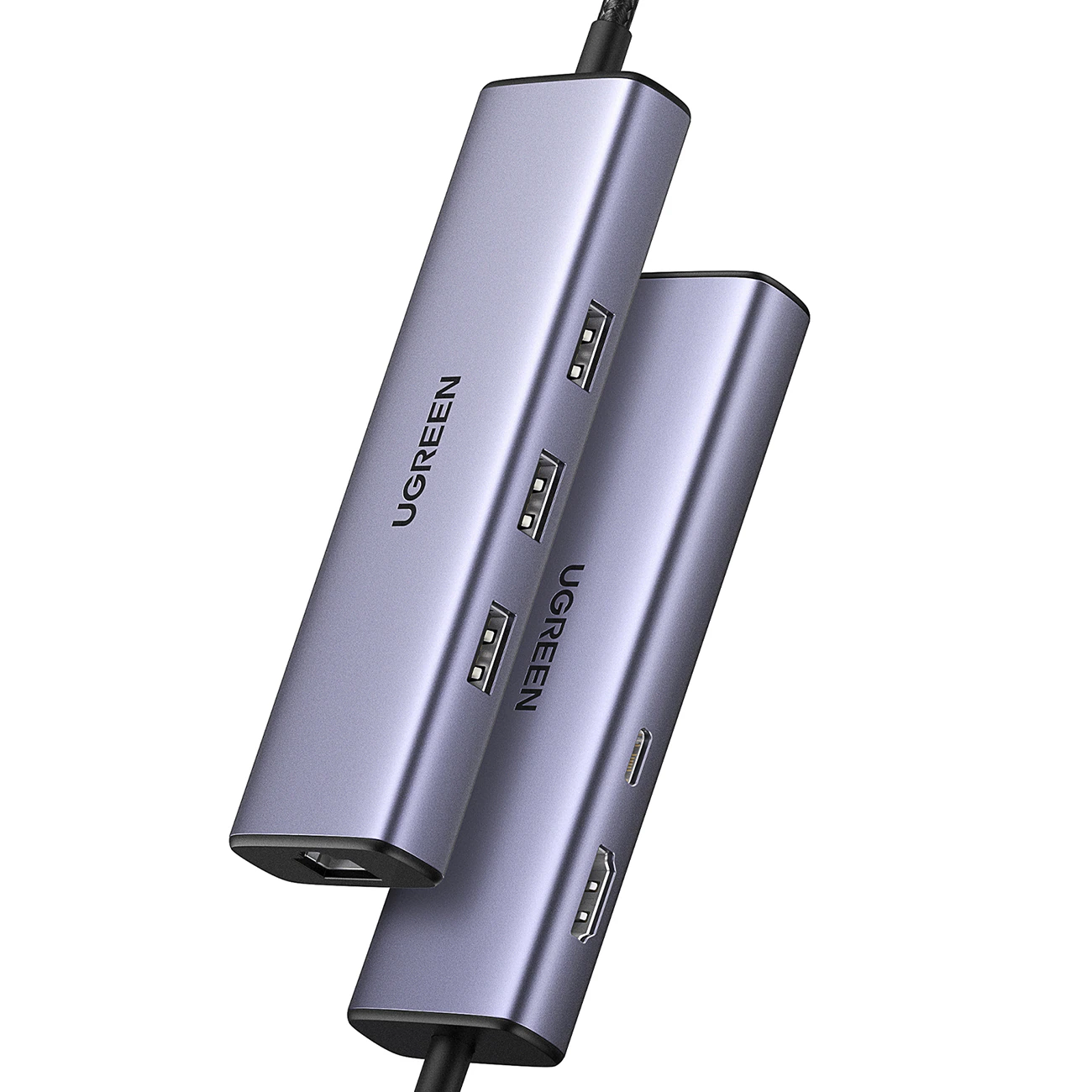 Ugreen - Hubb - 6-i-1 USB C, 4K - 3 x SuperSpeed USB 3.0 + 1 x USB-C (strömleverans) + 1 x 10/100/1000 + 1 x HDMI - skrivbordsmodell, bild 2