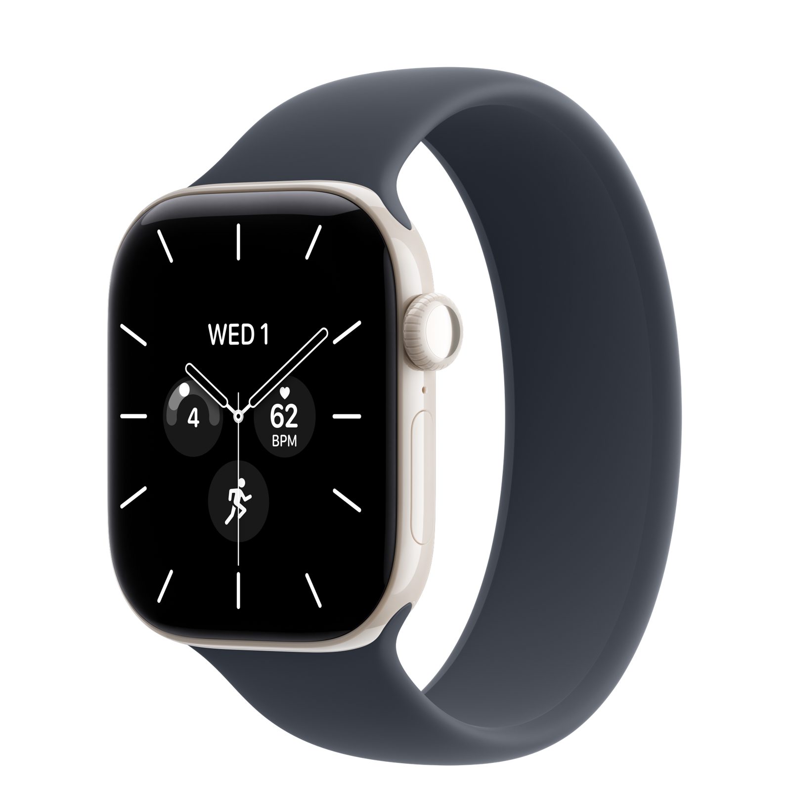 Apple Watch Series 12 (GPS + Cellular) • Keramikboett pärlvit, 42 mm • Sololoop marinblå