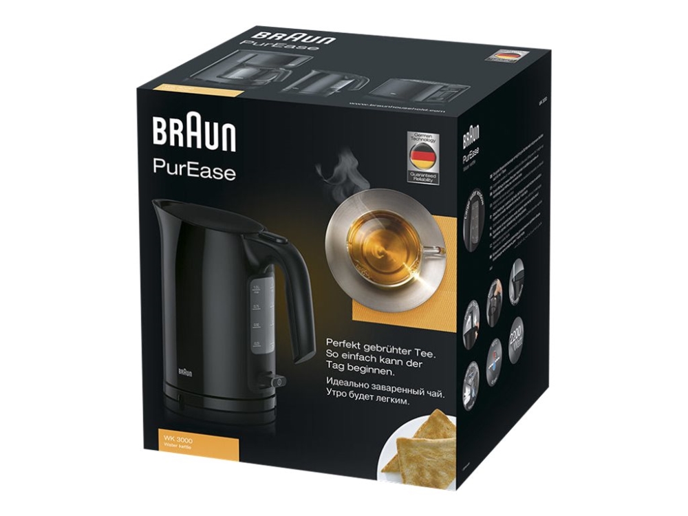 Braun PurEase WK3000 BK - Vattenkokare - 1 liter - 2.2 kW - svart