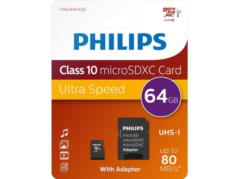 Philips FM64MP45B - Flash-minneskort (SD-adapter inkluderad) - 64 GB - UHS-I / Class10 - SDXC, bild 2