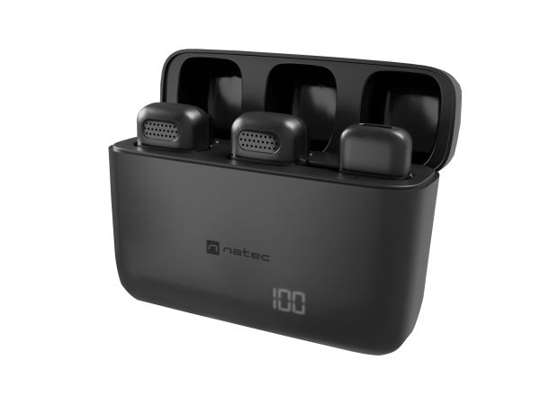 Natec Hopper Lavalier 2st Trådlösa Mikrofoner (USB-C) - Svart