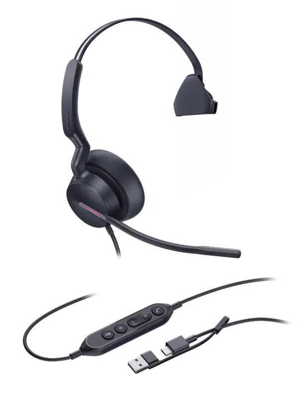 Yealink UH46 Mono Teams kabelanslutet headset, USB-C/A