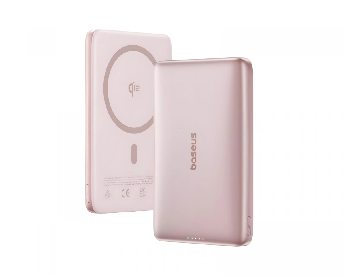 Baseus PicoGo AM41 Ultraslim Qi2 Magnetisk Powerbank 27W 10000mAh - Rosa