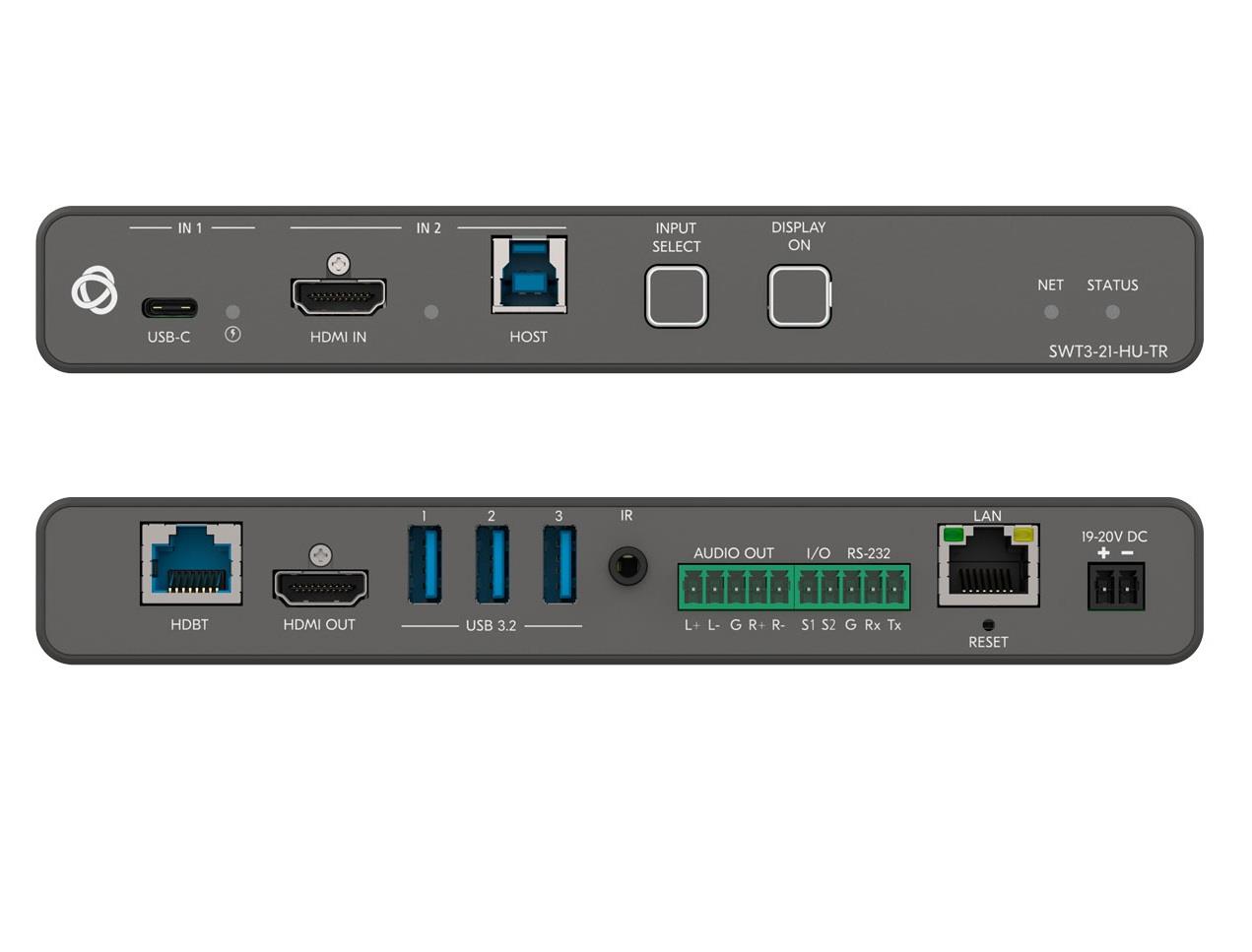 Kramer SWT3-21-HU-TR - 2x1 4K60 USB–C/HDMI Switcher Extender - 2in x 1out - 3840x2160 - 60Hz 4:4:4
