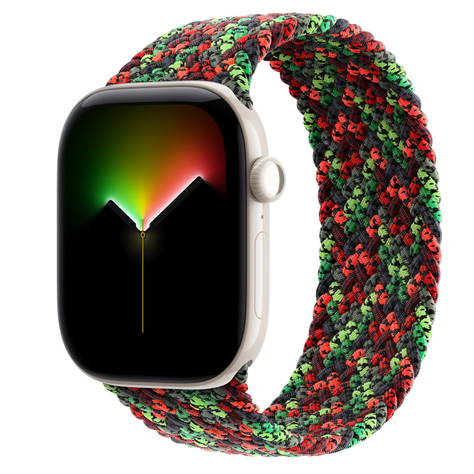 Apple Watch Series 12 (GPS + Cellular) • Keramikboett pärlvit, 46 mm • Flätad sololoop i Black Unity – Unity Connection