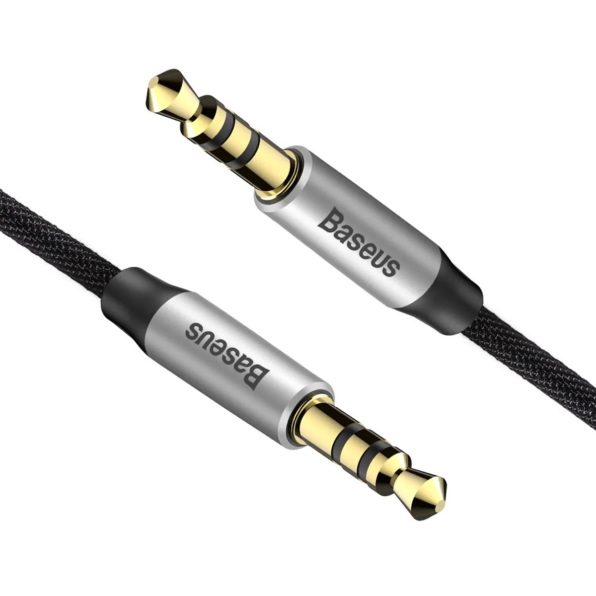 Baseus Yiven M30 stereo AUX 3,5 mm ljudkabel hane mini jack 1m silver-svart (CAM30-BS1), bild 2