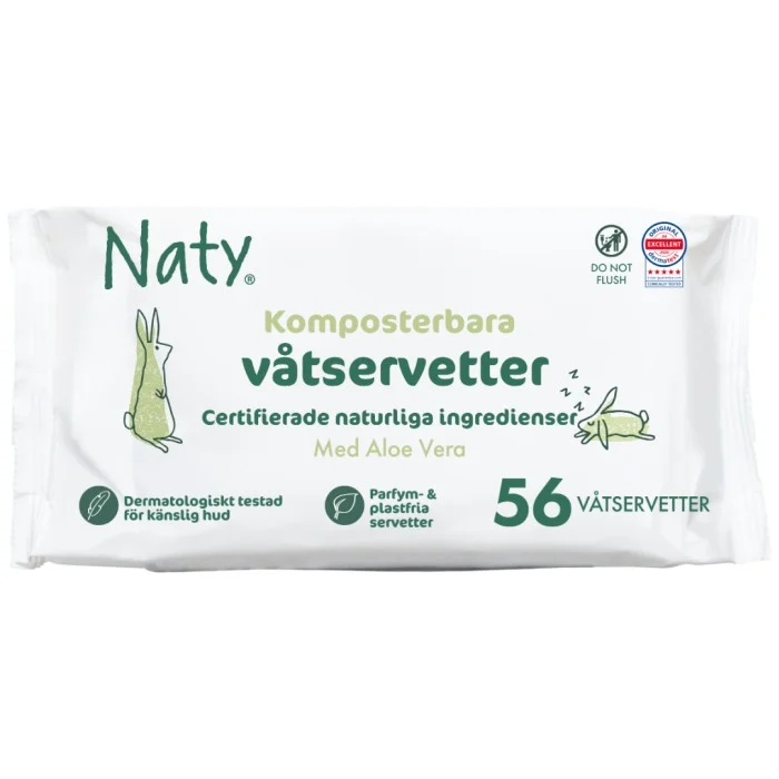Naty Sensitive Wipes with Aloe Vera 56 st