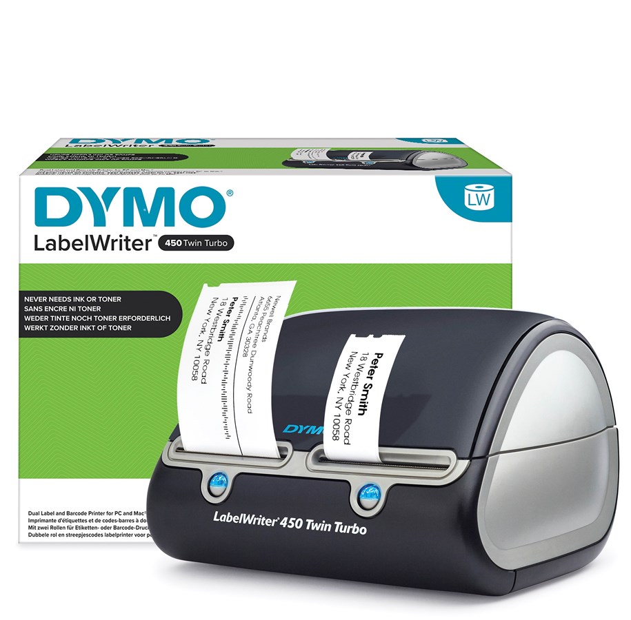 DYMO LabelWriter 450 Twin Turbo - Etikettskrivare - direkt termisk - Rulle (6,2 cm) - 600 x 300 dpi - upp till 71 etiketter/min - kapacitet: 2 valsar - USB, bild 2