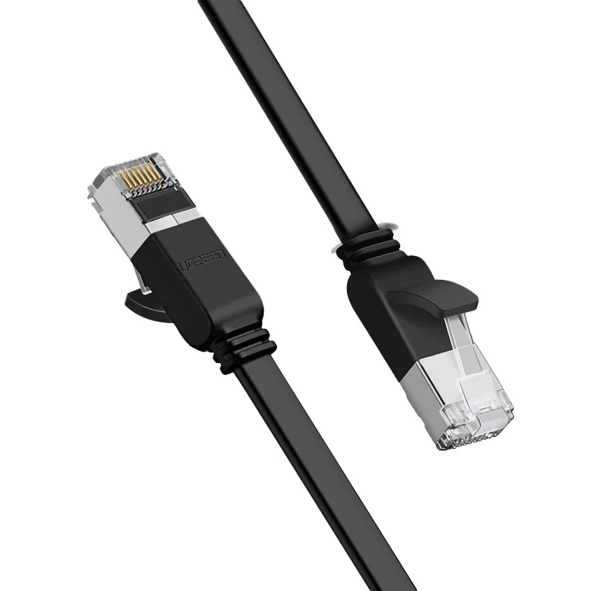 Ugreen platt nätverkskabel, RJ45 Ethernet, Cat 6 UTP, 1000 Mbps, 2 m, svart (50185)