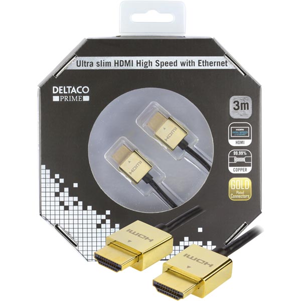 Deltaco ultratunn HDMI-kabel - 3,6mm diameter - 3m, bild 4
