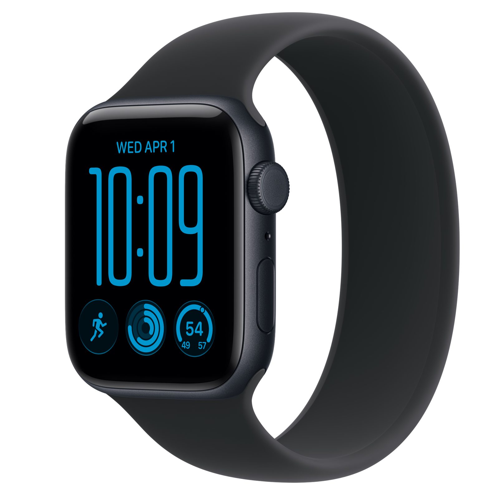 Apple Watch SE 3 (GPS + Cellular) • Aluminiumboett midnatt, 44 mm • Sololoop svart
