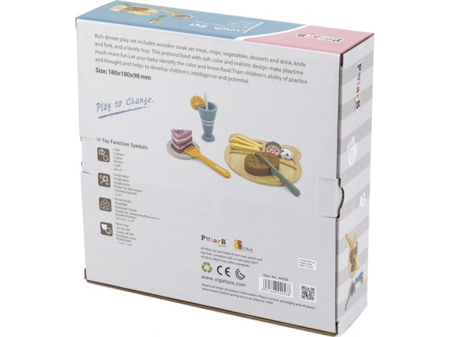 Viga Toys VIGA PolarB trä middagsset för skärning (44058)
