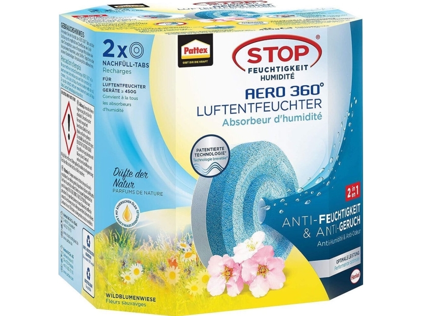 Pattex avfuktare refill-tablåer Aero 360, 2x450 g Meadow