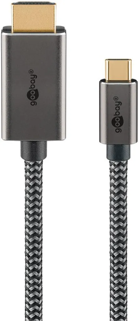 Goobay USB-C till HDMI-kabel 4K@60 Hz, 2m - Svart/Silver, bild 2