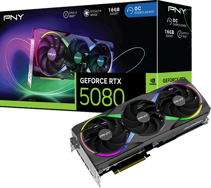 PNY GeForce RTX 5080 Verto ARGB OC Triple Fan 16 GB GDDR7, HDMI/3xDP, bild 4