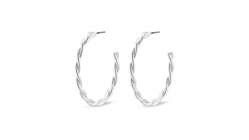PILGRIM - NAJA Large Hoop Earrings - Silver-Plated - 32 mm, bild 3