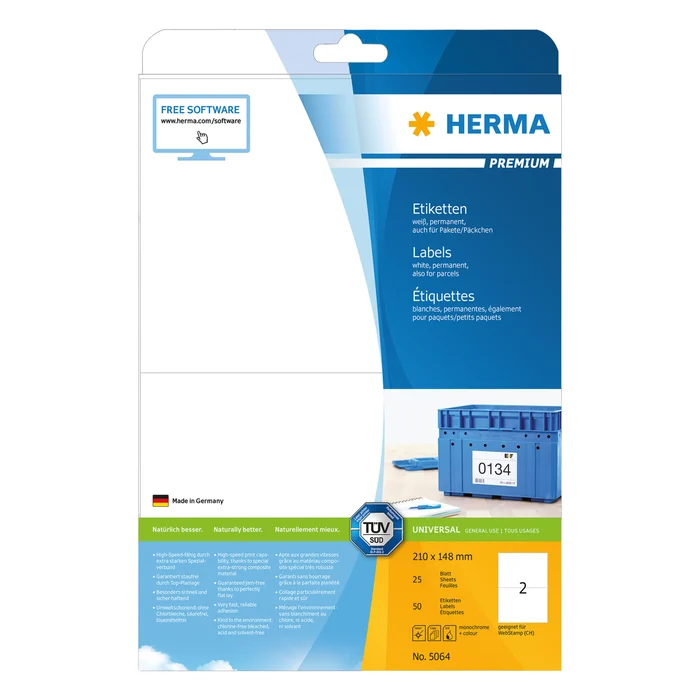 Herma Självhäftande skrivarpapper A5 50-pack Permanent