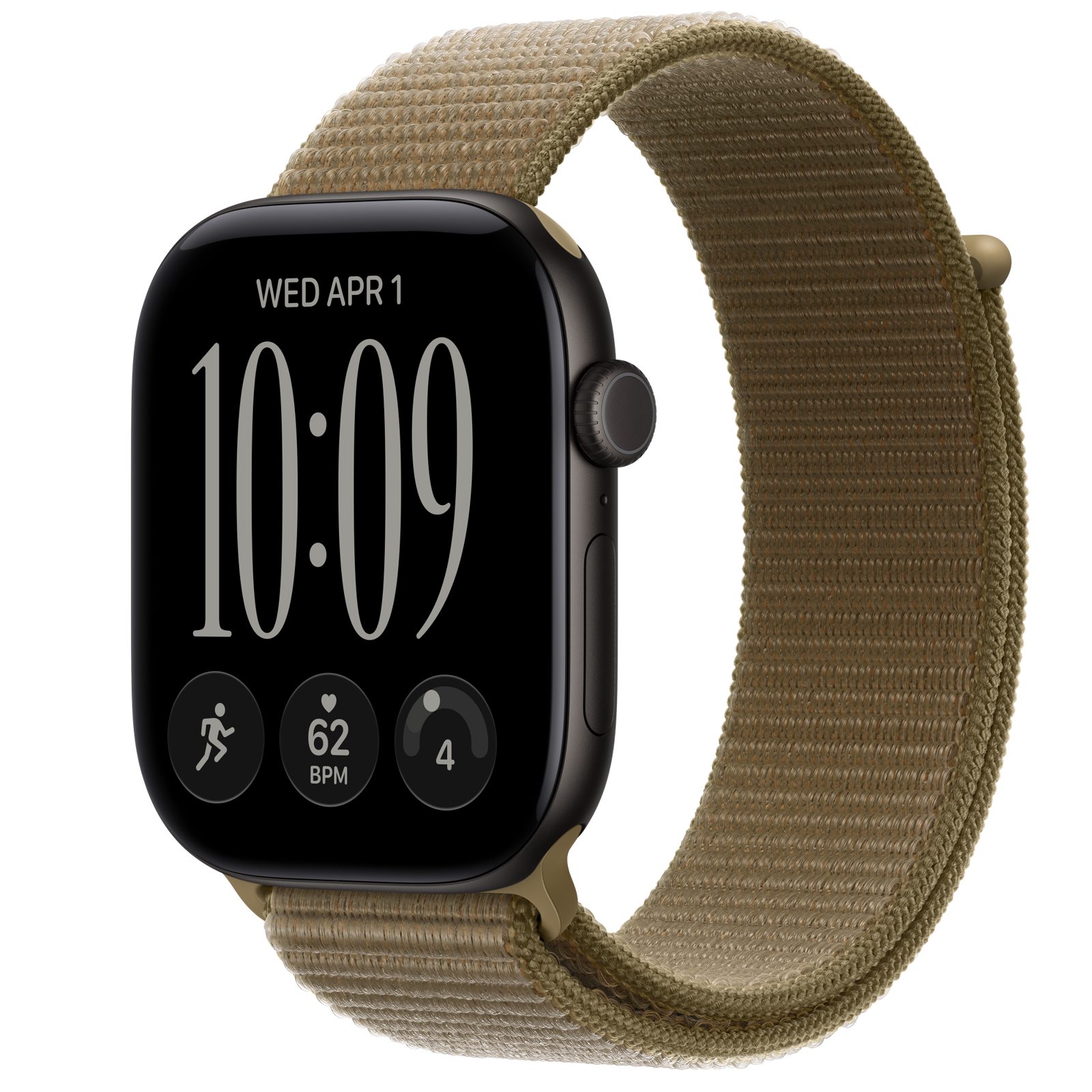 Apple Watch Series 12 (GPS + Cellular) • Aluminiumboett svart, 46 mm • Sportloop oliv