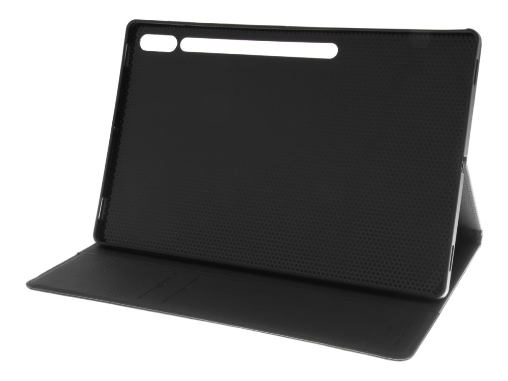 Insmat Exclusive - Vikbart fodral för surfplatta - genuint läder, polyuretan, bomull, termoplastisk polyuretan (TPU), kartong+papper - för Samsung Galaxy Tab S8 Ultra, Tab S9
