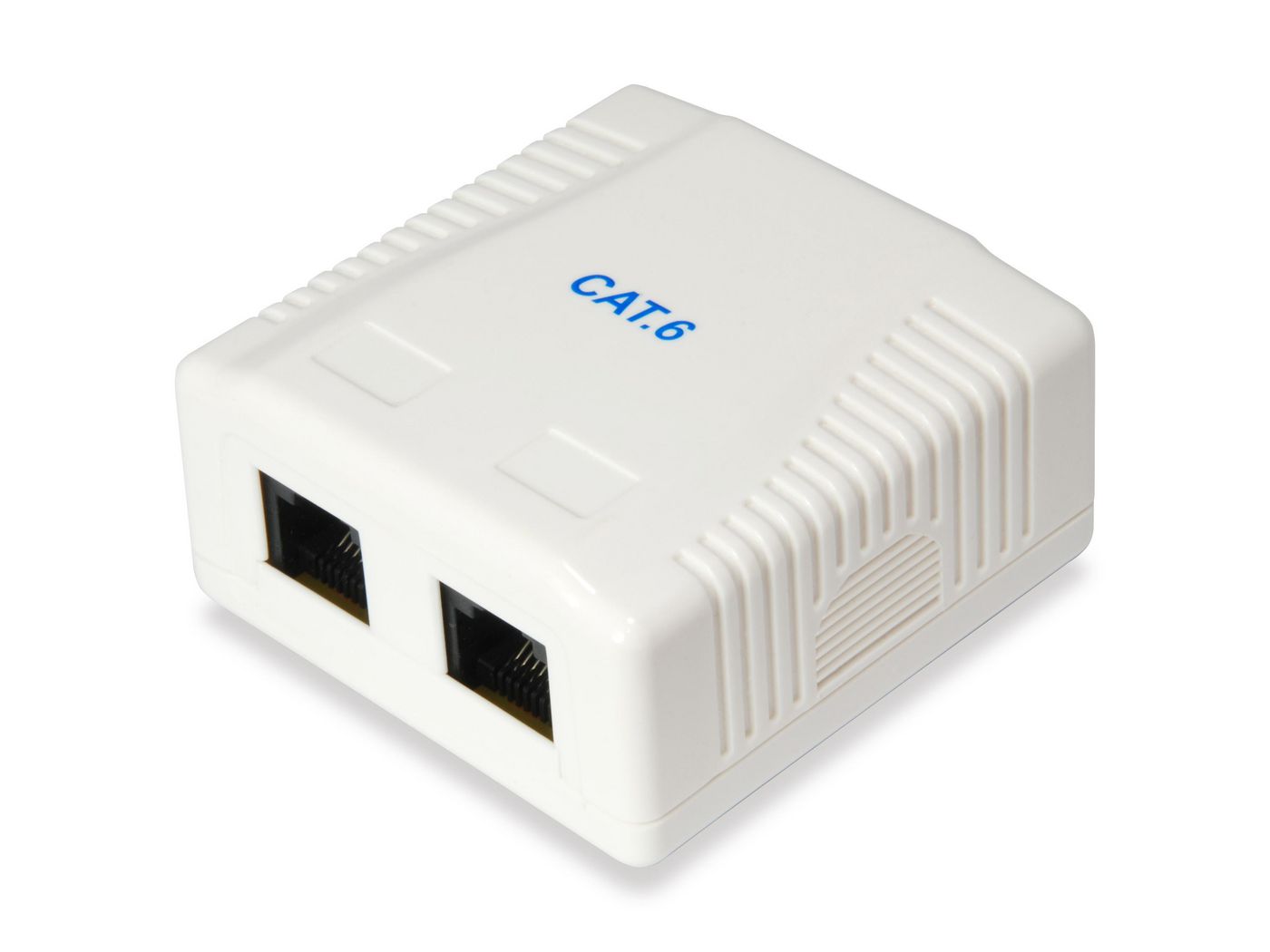 Equip RJ45 uttag, 2xRJ45, dubbelt utanpåliggande, Cat.6 UTP - Vit, bild 3