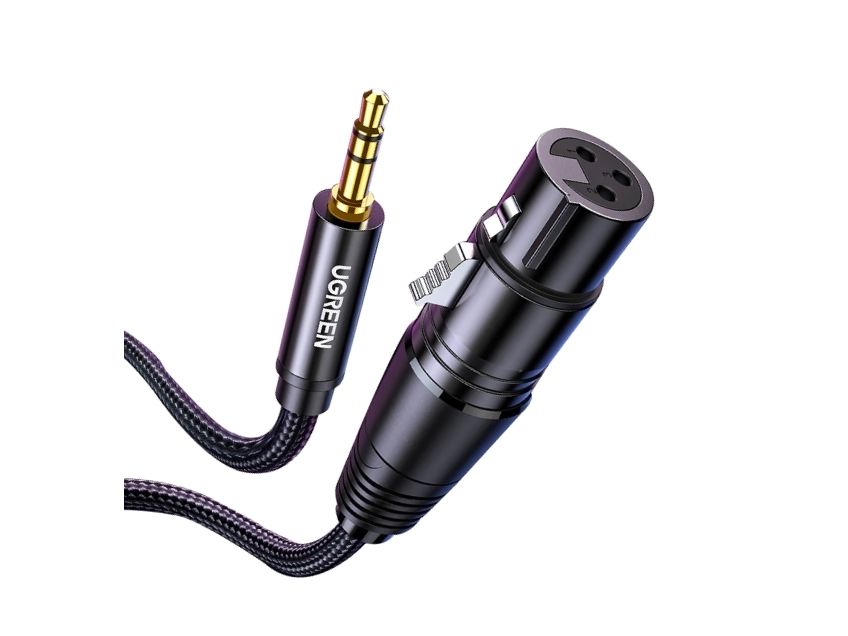 Ugreen 3,5 mm minijack (hane) till XLR (hona) ljudkabel, 1 m - svart