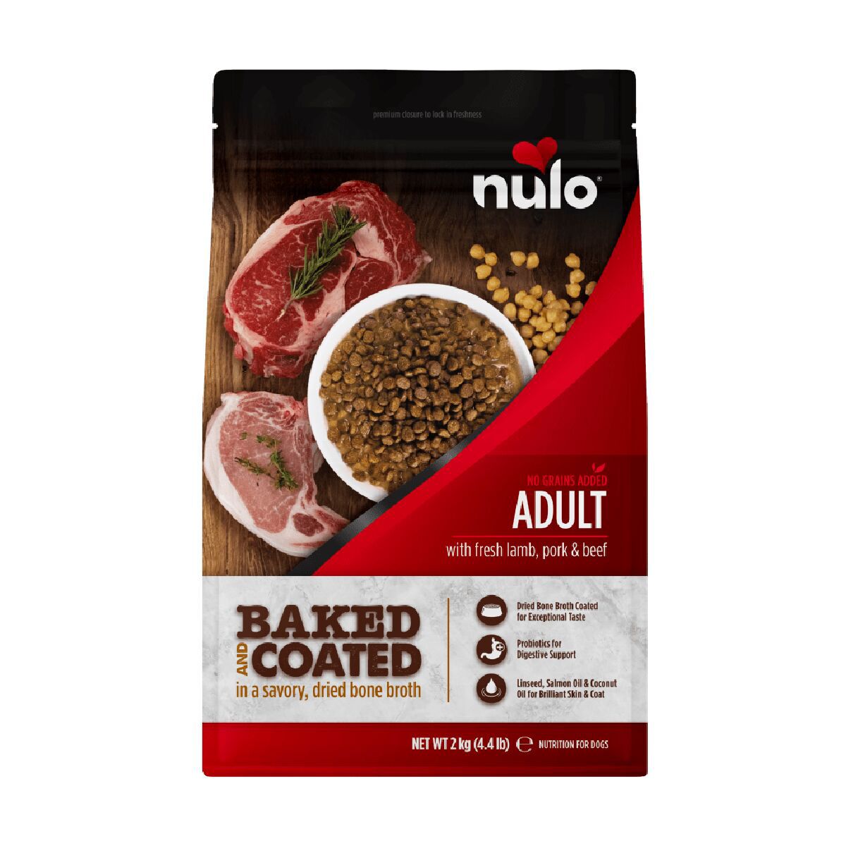 Nulo Baked & Coated Dog Adult Fresh Lamb, Pork & Beef Torrfoder till Hund 2kg