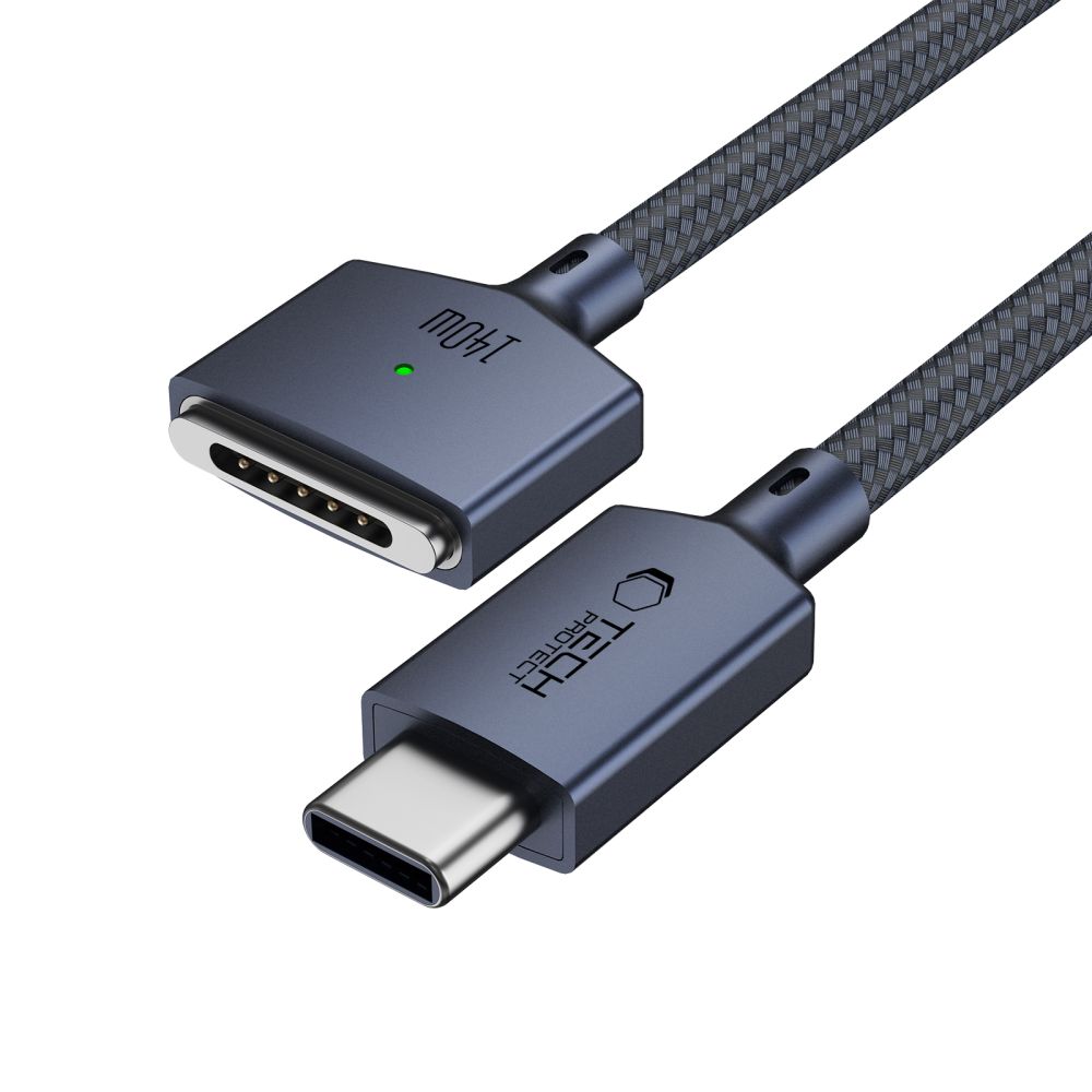 Tech-Protect MMC01 Ultraboost USB-C / USB-C MagSafe 3, 140 W, 200 cm kabel för MacBook – marinblå, bild 2