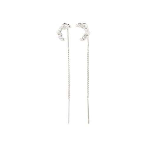 PILGRIM - KORA Moon Chain Earrings - Silver Plated - 43 mm