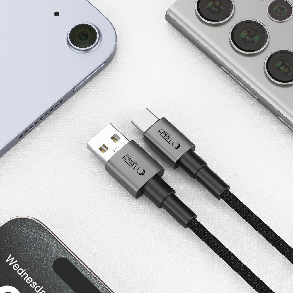 Tech-Protect UltraBoost DNA USB-A / USB-C-kabel 15W/3A 100cm - Grå, bild 4