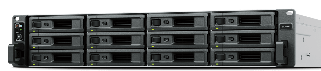 Synology SA3400D, 12-bay NAS, Intel Xeon 8-Core 2,1GHz CPU, 8 GB RAM, 2x10GbE, rackmonterbar 2U, bild 2