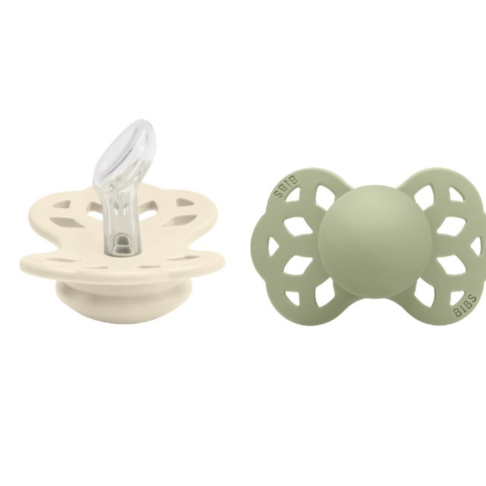 BIBS Pacifier Infinity Anatomical Silicone Ivory/Sage Size 1 2 st
