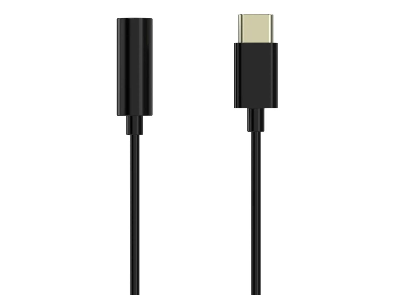 Sinox PRO USB C till mini jack adapter. 0,15m. Svart, 3,5mm, Honkoppling, USB Type-C, Hankoppling, 0,1 m, Svart