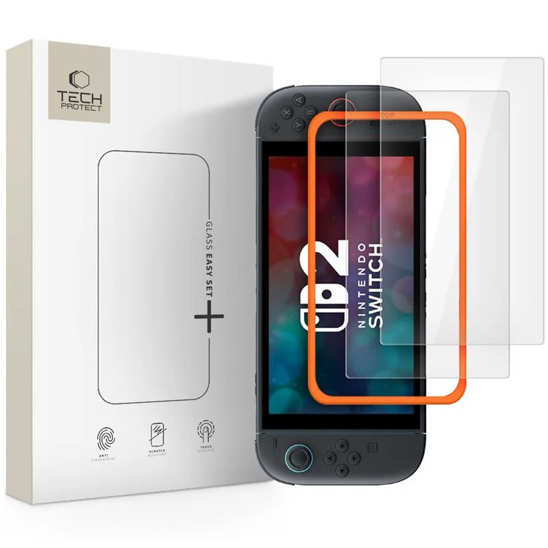 Tech-Protect Easy Set+ 2-pack härdat glas för Nintendo Switch 2 - transparent