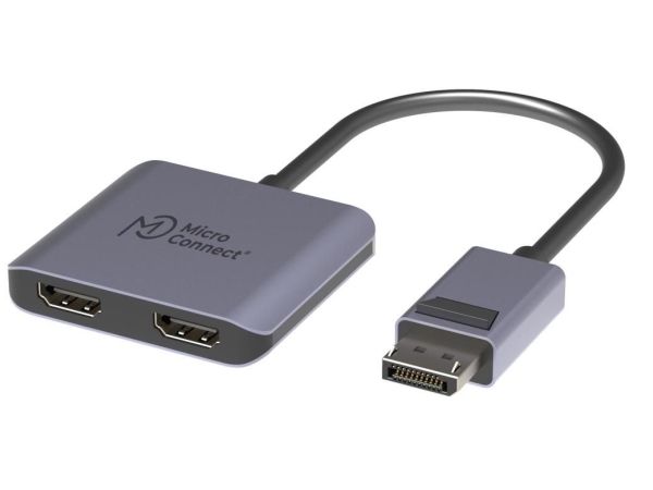 MicroConnect Premium - Videokort - DisplayPort hane till HDMI hona - 10 cm - grå - 3840 x 2160 stöd