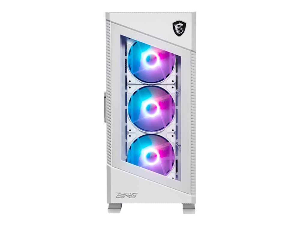 MSI MPG VELOX 100R - Mid tower - ATX - genomskinlig sidopanel (härdat glas) - ingen strömförsörjning (ATX) - vit - USB/ljud