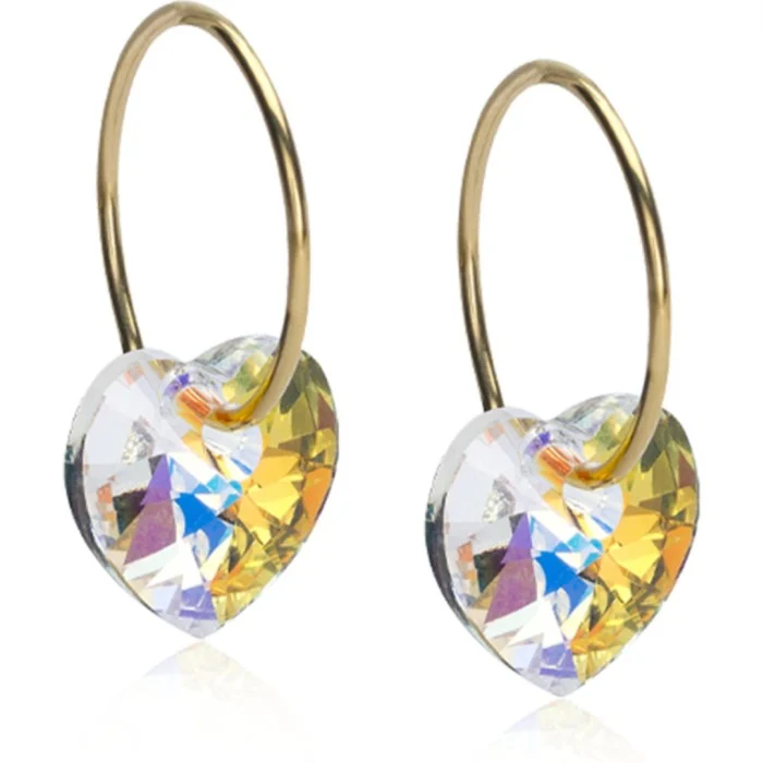 Blomdahl Golden Titanium Ear Ring 14 mm, Heart 10 mm, Rainbow Rainbow