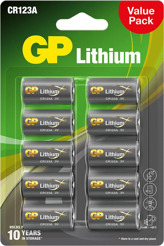GP Lithium CR123A 10 pack