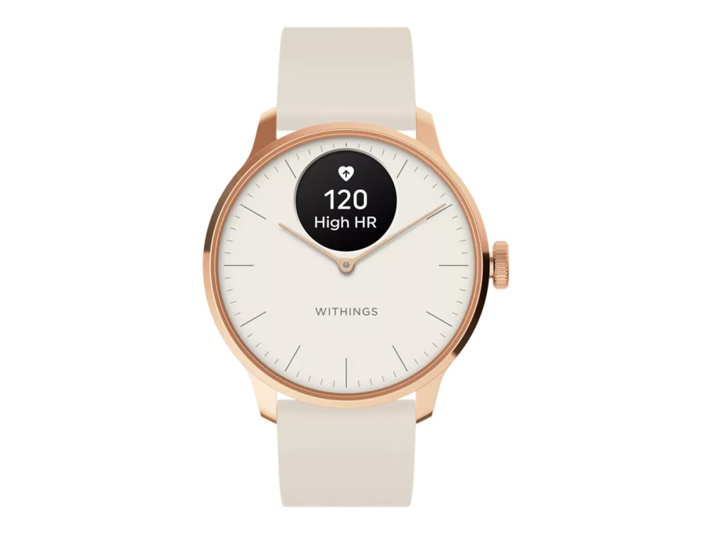 Withings Scanwatch Light 37 mm, roséguld/vit