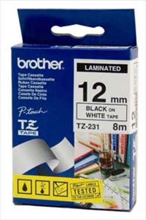 Brother TZe-tejp 12 mm 8 meter Svart på vitt