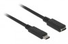 Förlängningskabel DeLOCK, USB-C ha till USB-C ho, USB 3.2 Gen.1, 60W PD, 2 meter - Svart