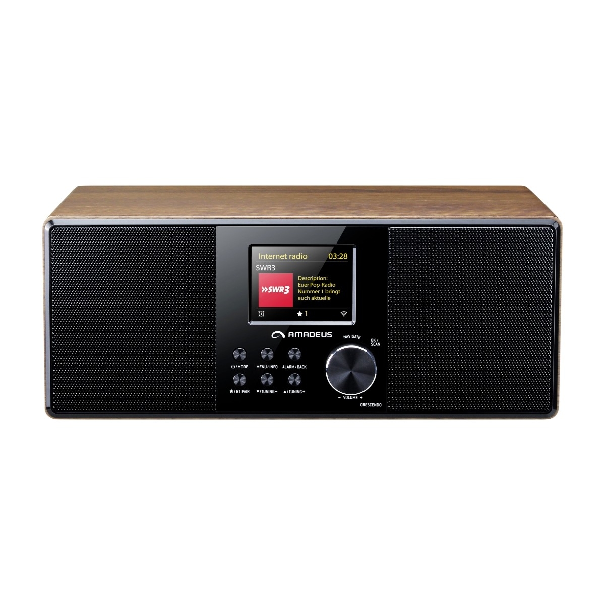 Amadeus Crescendo DAB+ WiFi radio, Mörkt trä