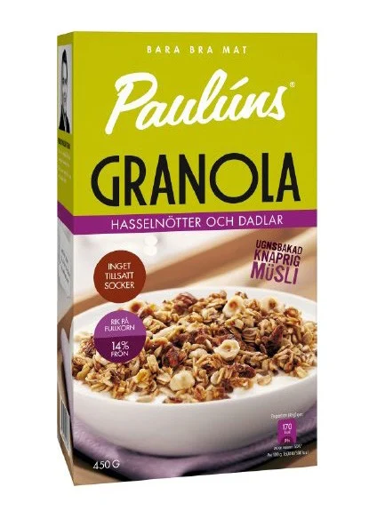 Pauluns Granola Hasselnötter & Dadlar 450 g