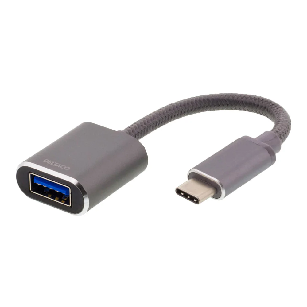 Deltaco USB-C till USB-A OTG adapter - Aluminium