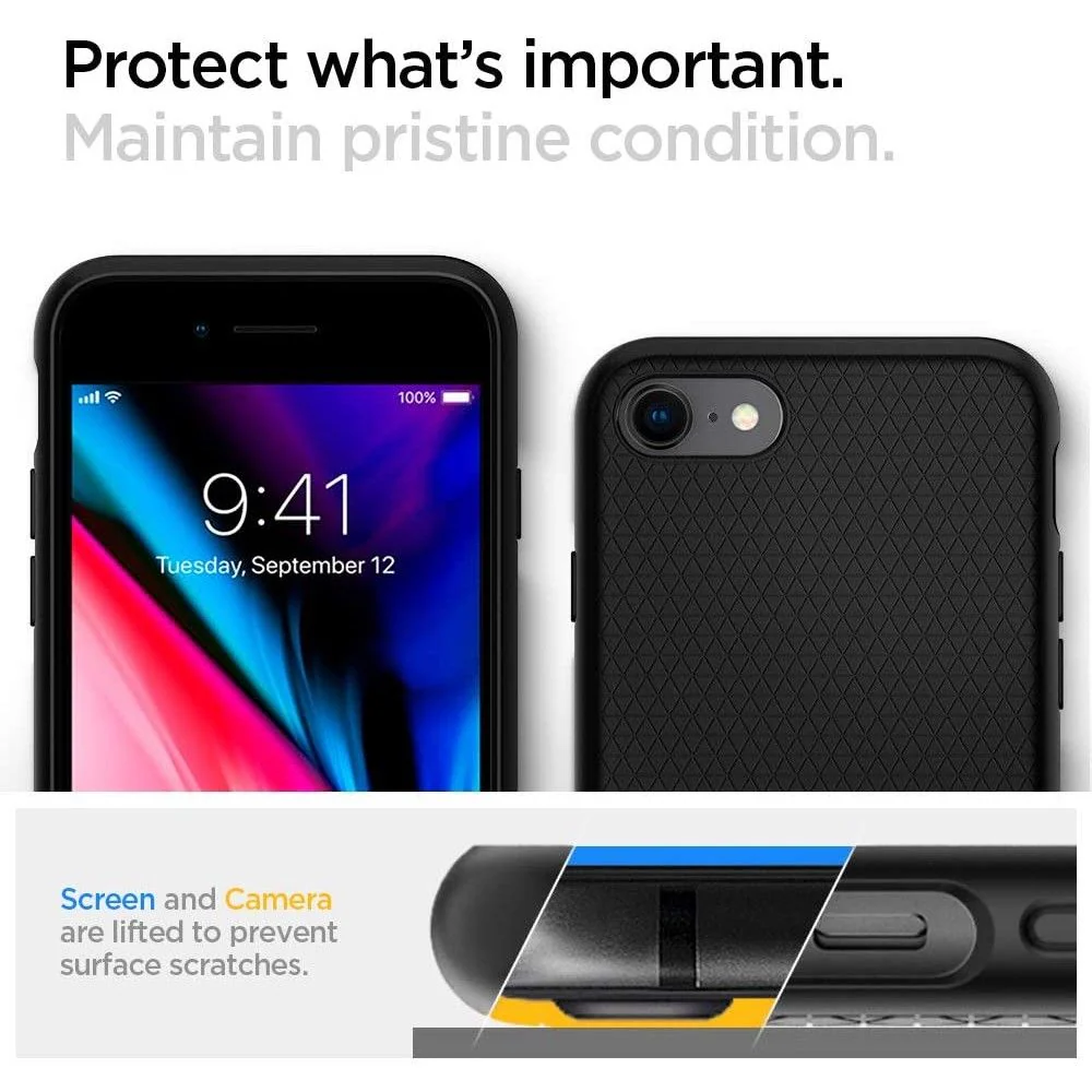 Spigen Liquid Air-fodral för iPhone 7 / 8 / SE 2020 / SE 2022 - Svart, bild 5
