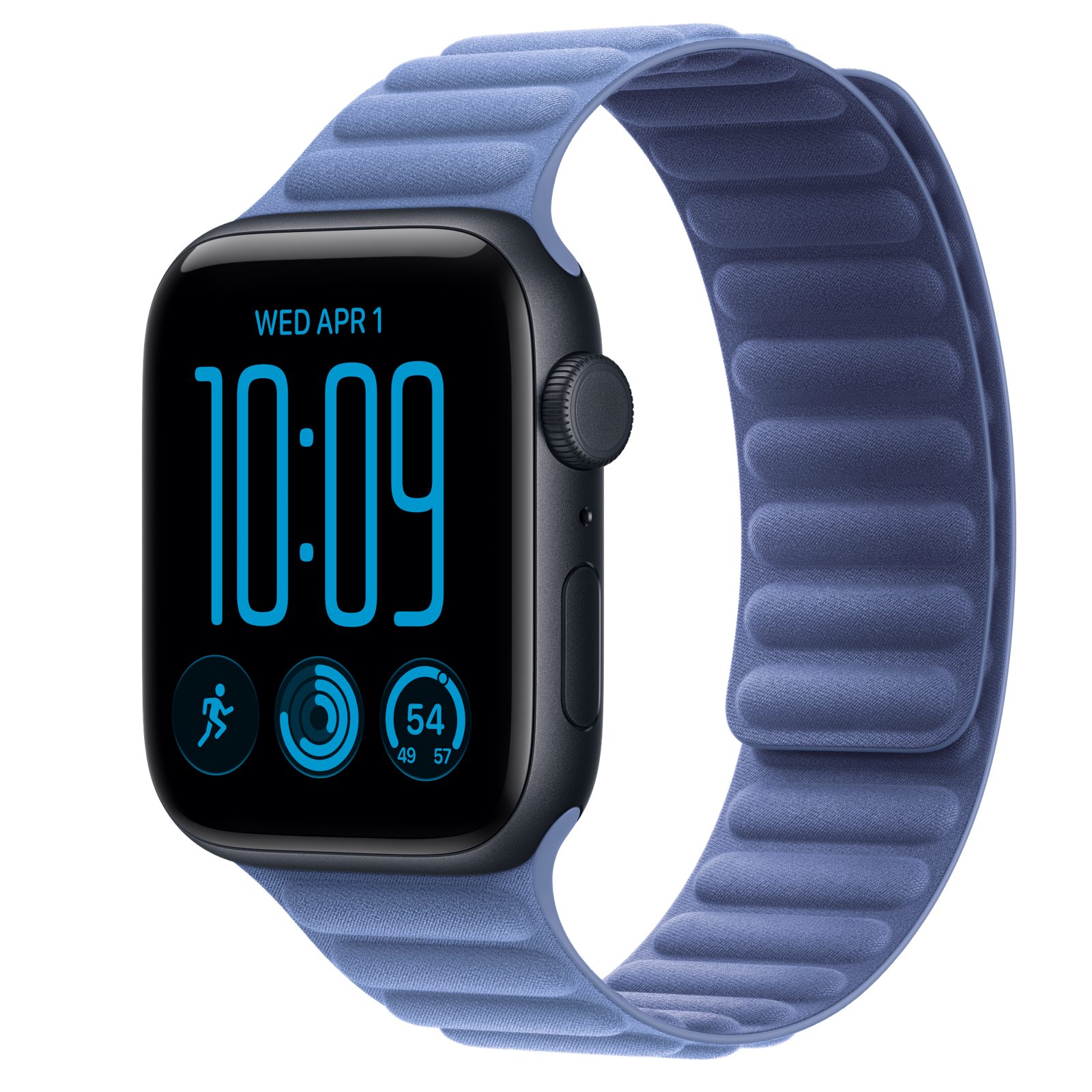 Apple Watch SE 3 (GPS + Cellular) • Aluminiumboett midnatt, 44 mm • Magnetlänk ängsblå